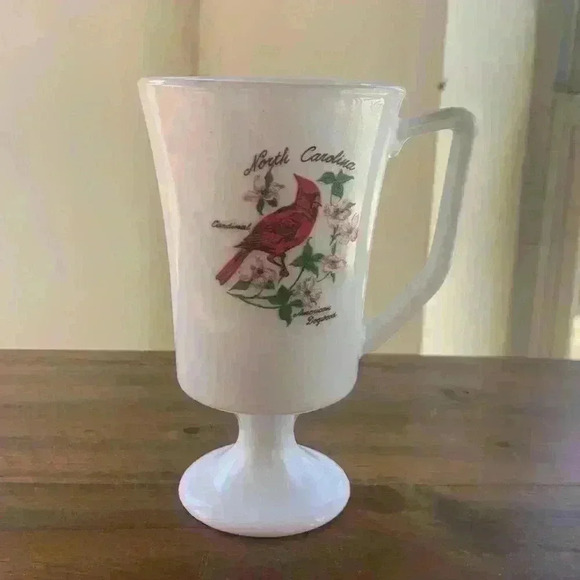 Fire King Other - Vintage North Carolina Red Cardinal/American Dogwood Fire King Souvenier Mug/Cup